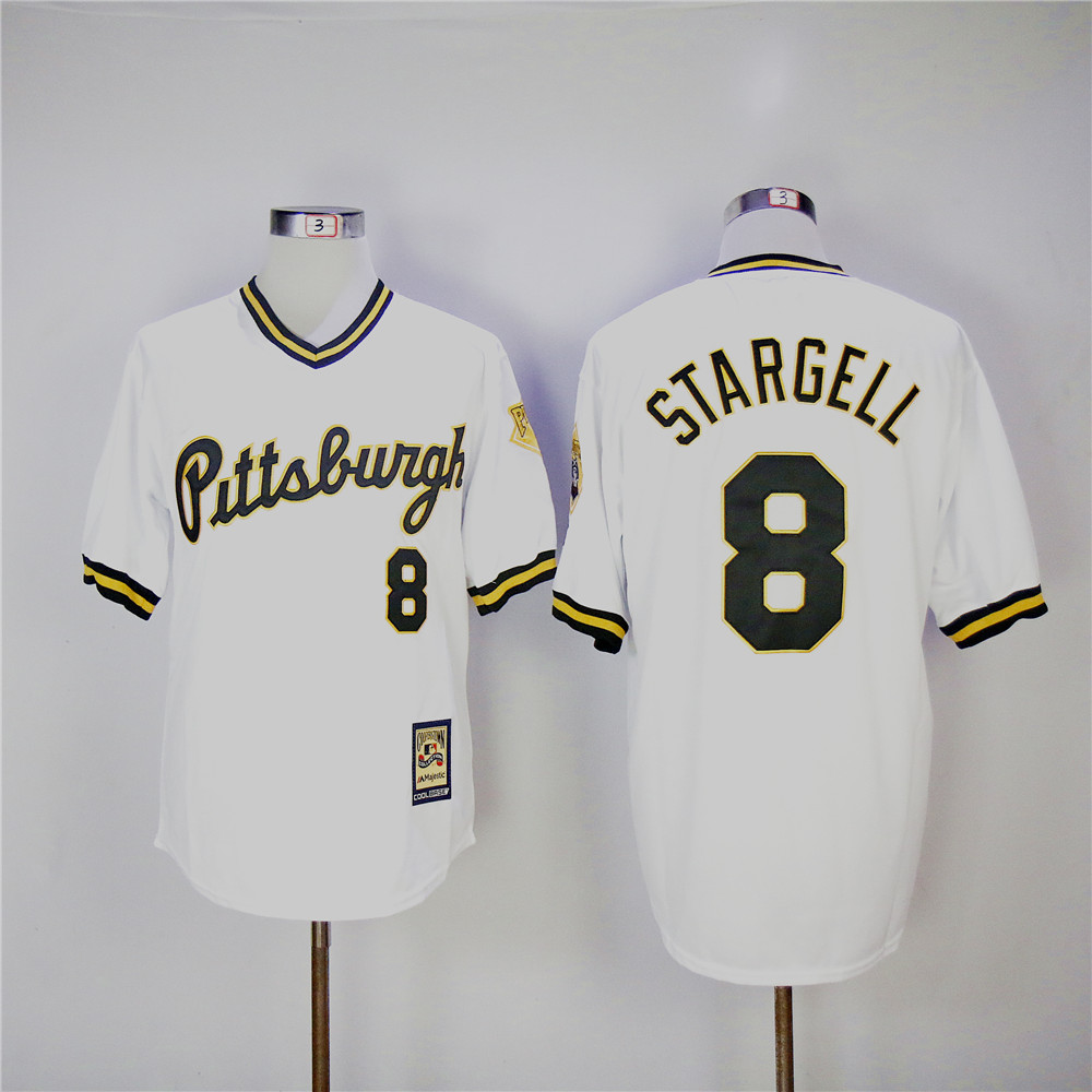 Men Pittsburgh Pirates 8 Stargell White Throwback MLB Jerseys